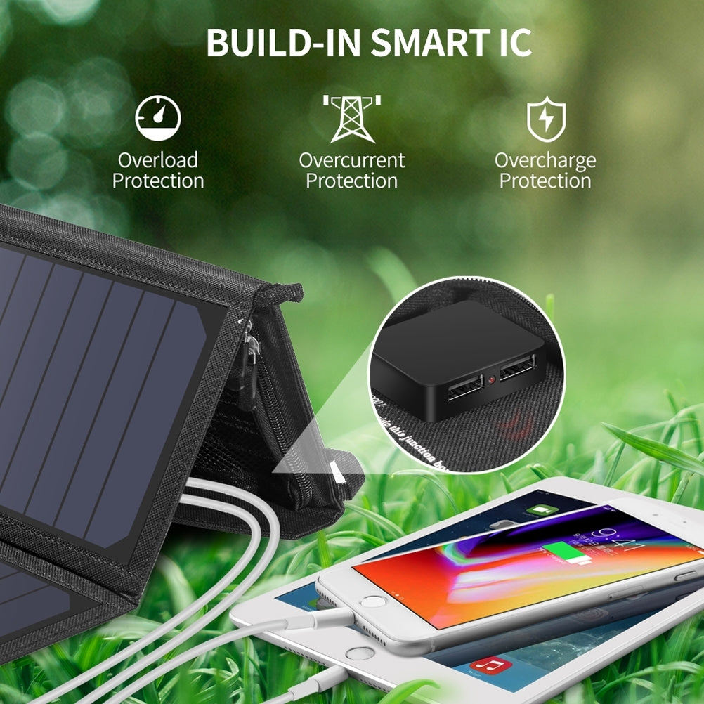 CHOETECH SC001 19W Portable Solar Panel Charger SunPower Panels Dual USB Charger for Camping/RV/Outdoors 4