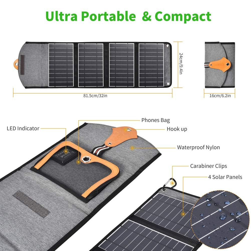 CHOETECH SC005 22W Portable Waterproof Foldable Solar Panel Charger (Dual USB Ports) 3
