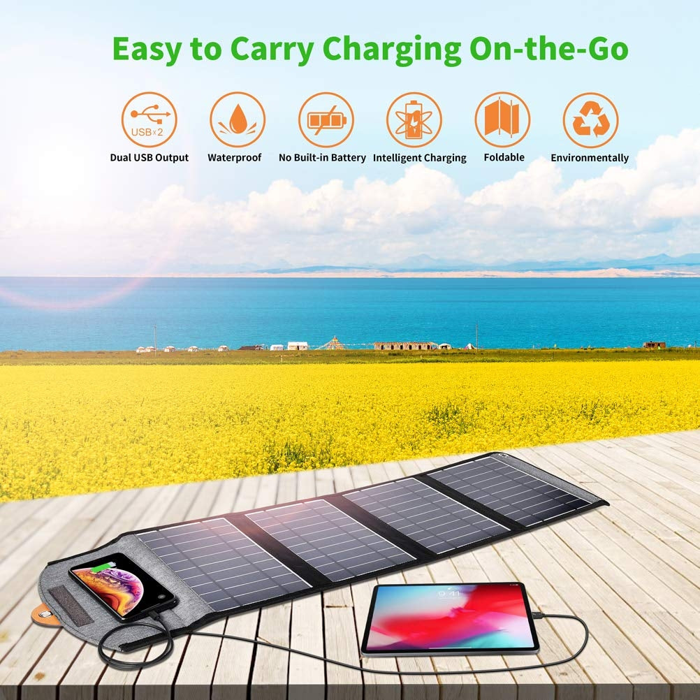 CHOETECH SC005 22W Portable Waterproof Foldable Solar Panel Charger (Dual USB Ports) 4