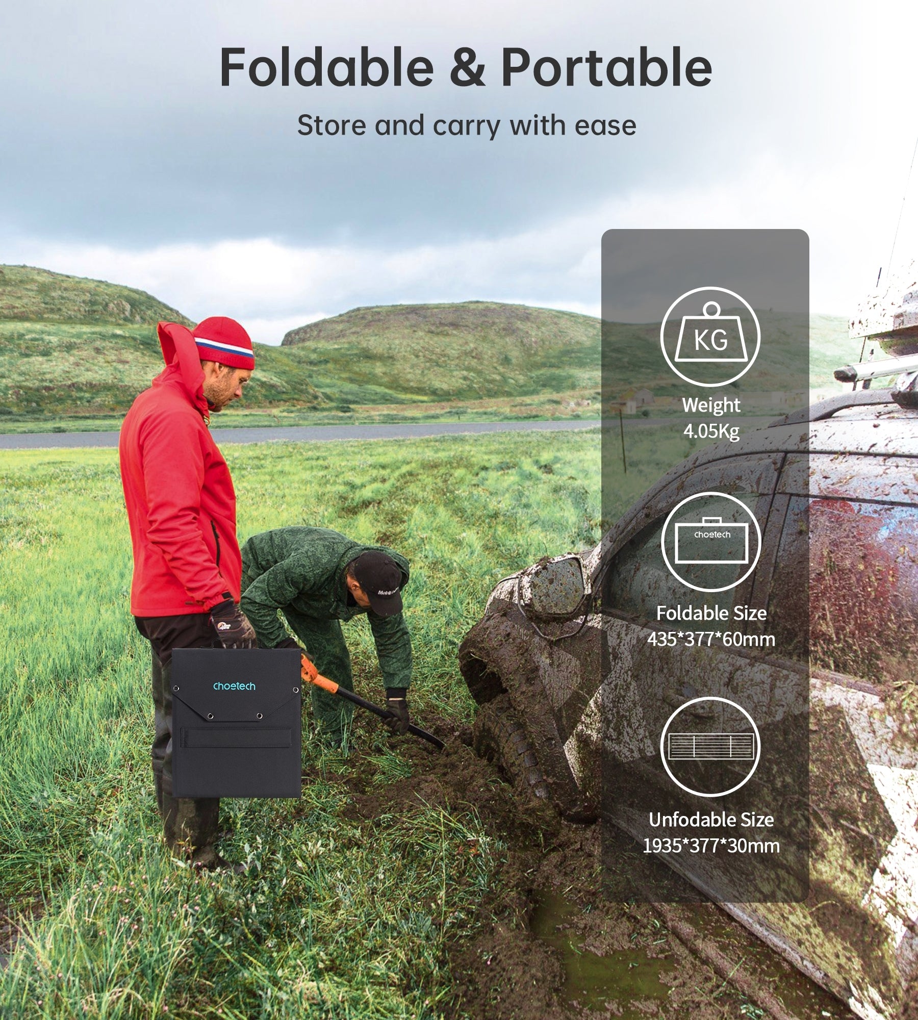 CHOETECH SC009 100W Foldable Solar Charger 5