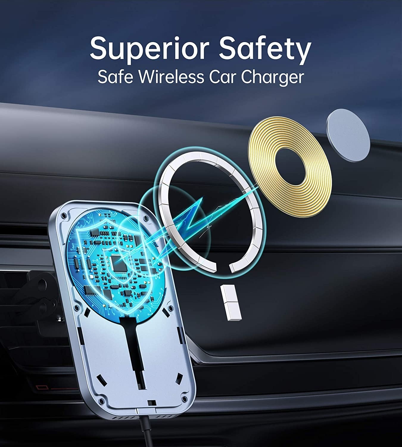 CHOETECH T200F-201 15W MagLeap Magnetic Wireless Car Charger Holder with 1M Cable 6