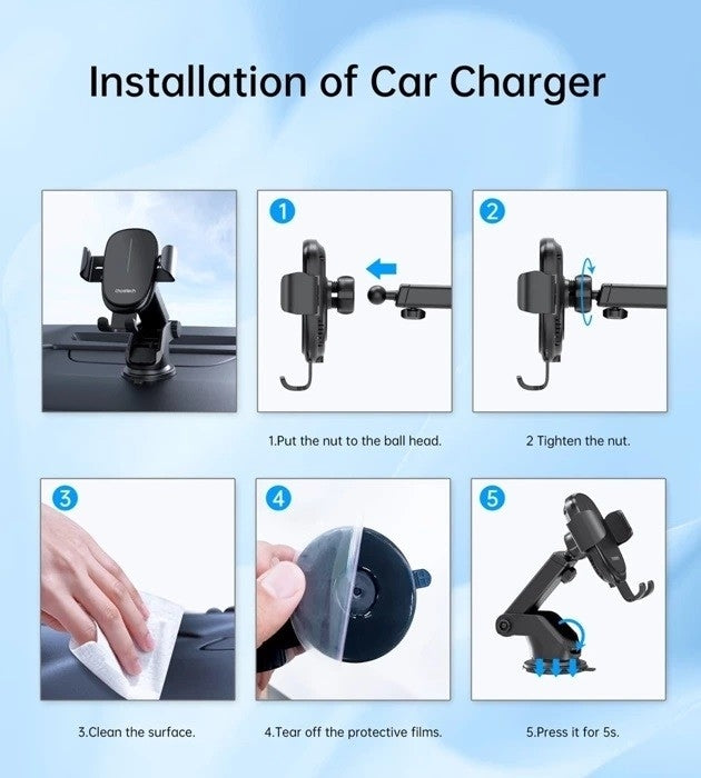 CHOETECH T203-F 15W Gravity Car Charger Holder 9