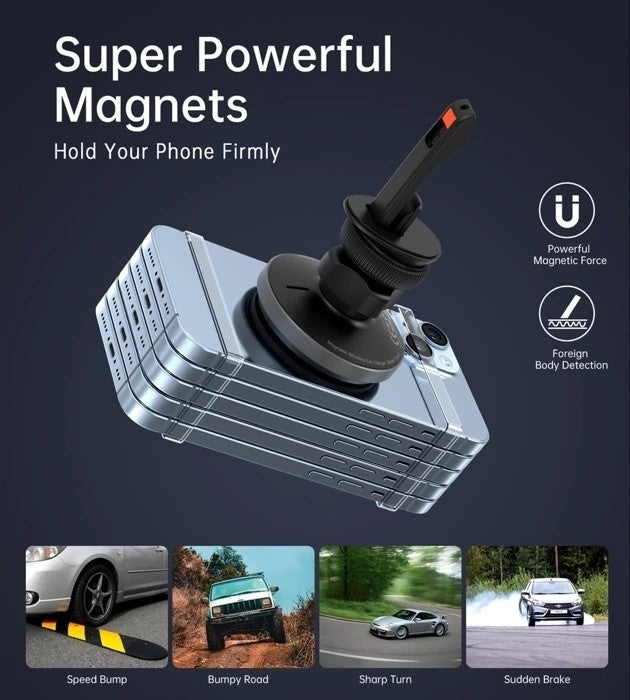 CHOETECH T204-F 15W Magnetic Car Charger Holder with LED Light (Aluminium alloy housing) 7