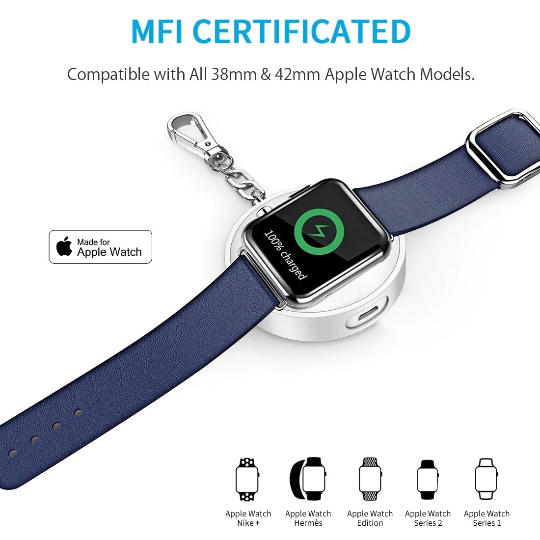 CHOETECH T313 MFI Magnetic Wireless Charger 900mAh power for iWatch (White) 6