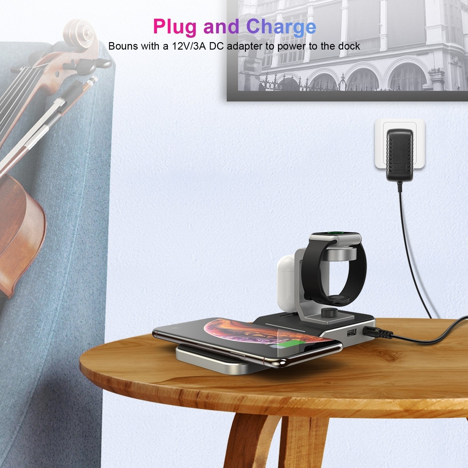 CHOETECH T316 4-in-1 Wireless Charging Station for iPhone/Apple Watch/iPod and all Qi Wireless Cell phones 7