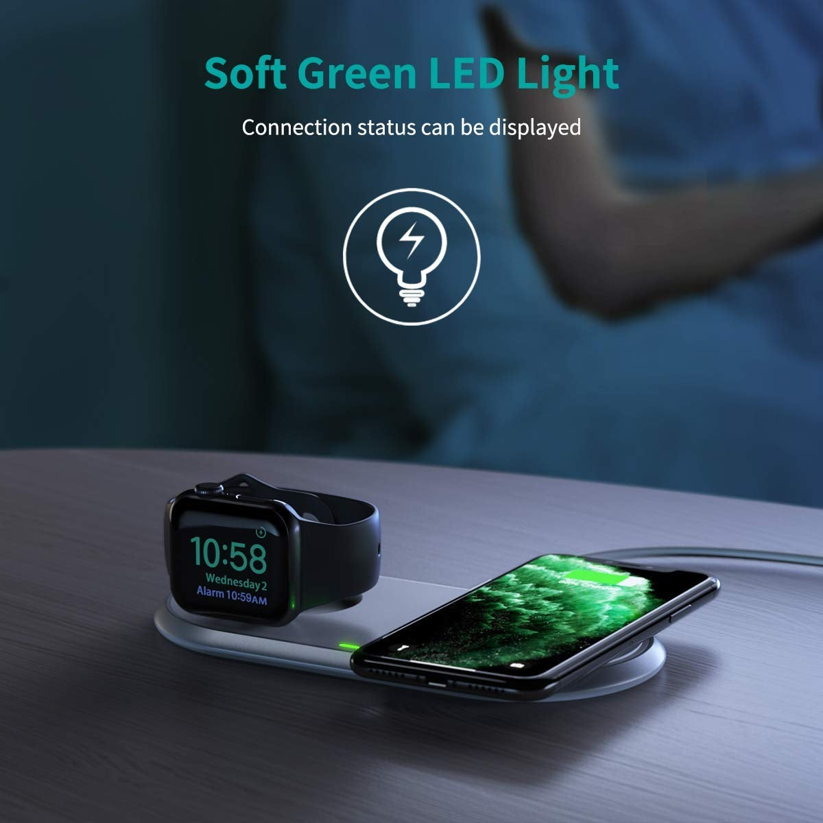CHOETECH T317 2-in-1 Dual Wireless Charger Pad (MFI Certified) 7