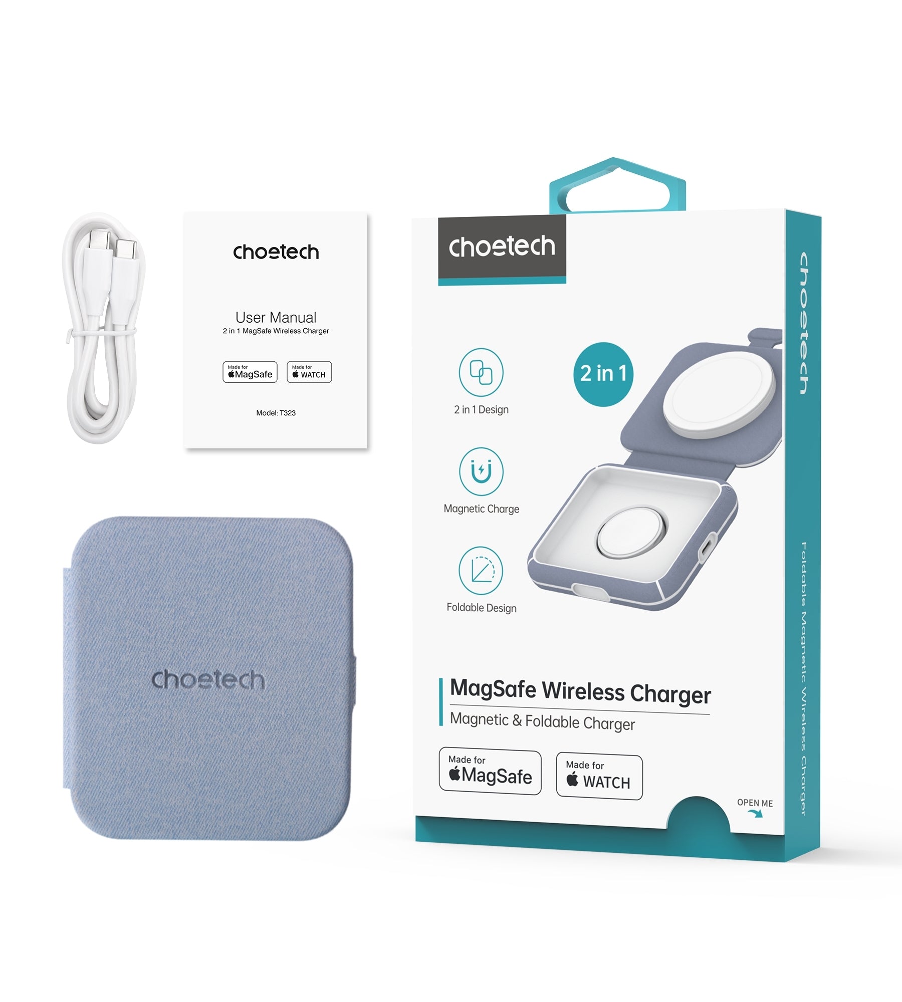 CHOETECH T323 2-in-1 Magsafe&MFI Wireless Charger 4