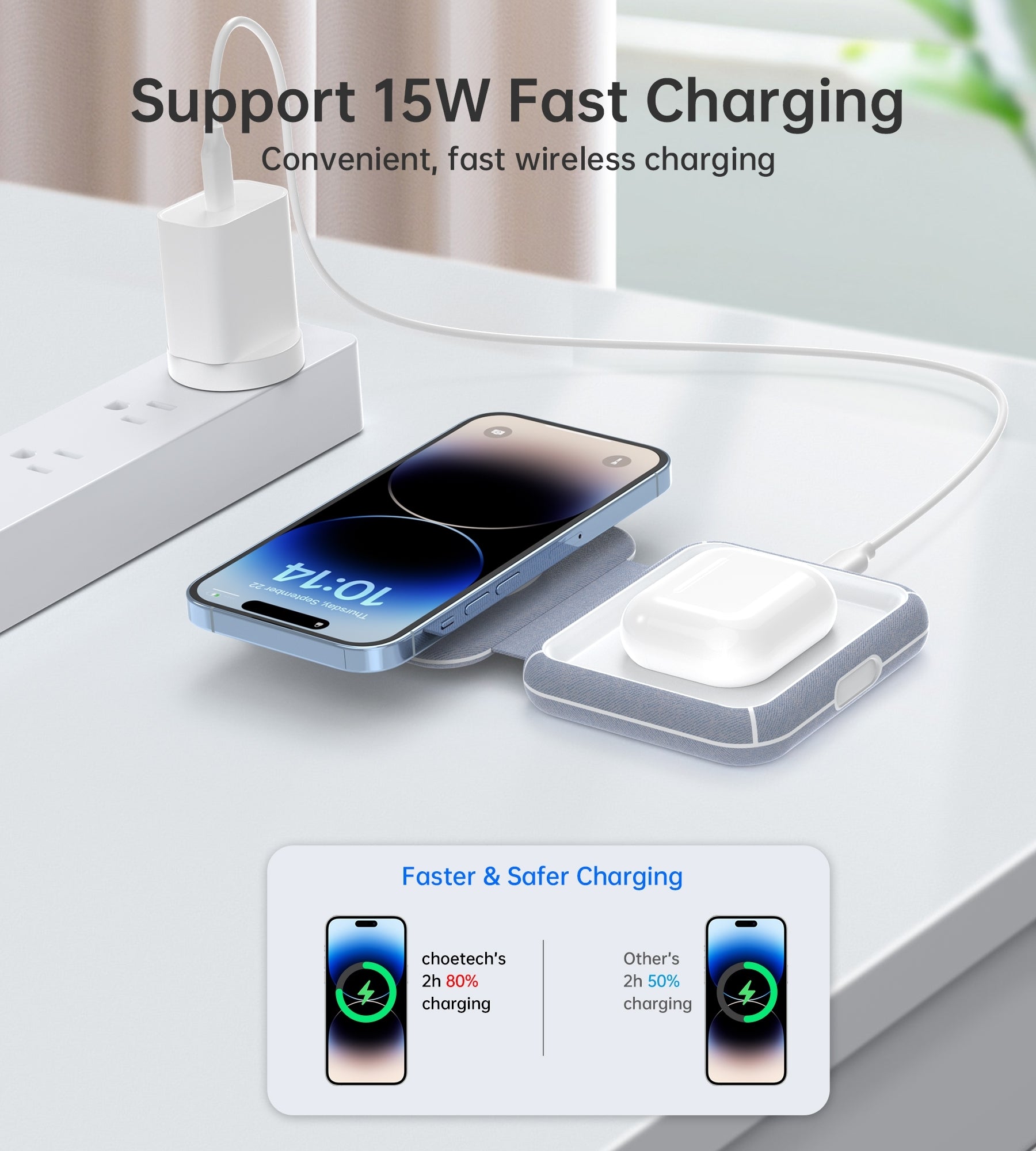 CHOETECH T323 2-in-1 Magsafe&MFI Wireless Charger 7