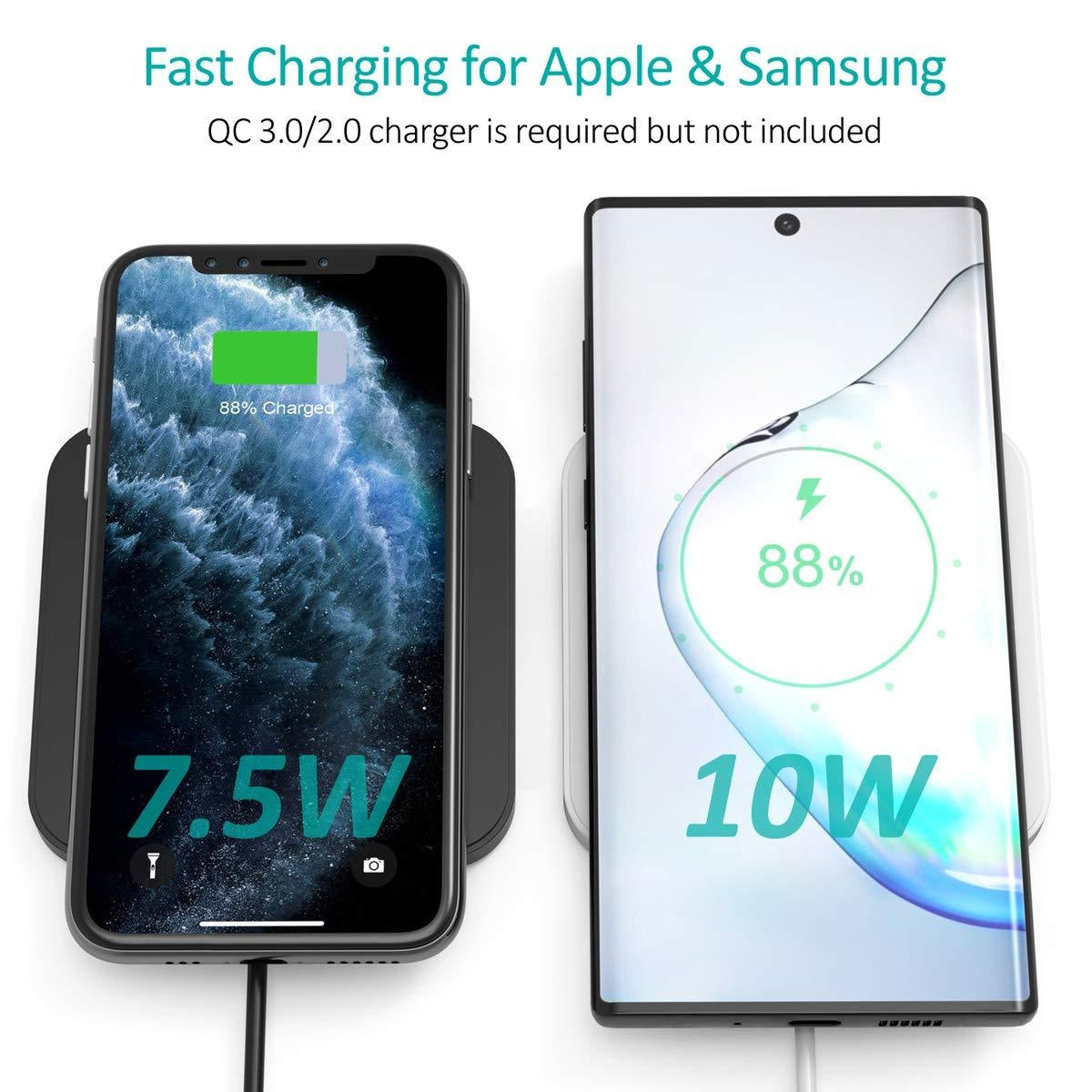 CHOETECH T511BW Fast Wireless Charging Pad Black And White 2 Pack 7