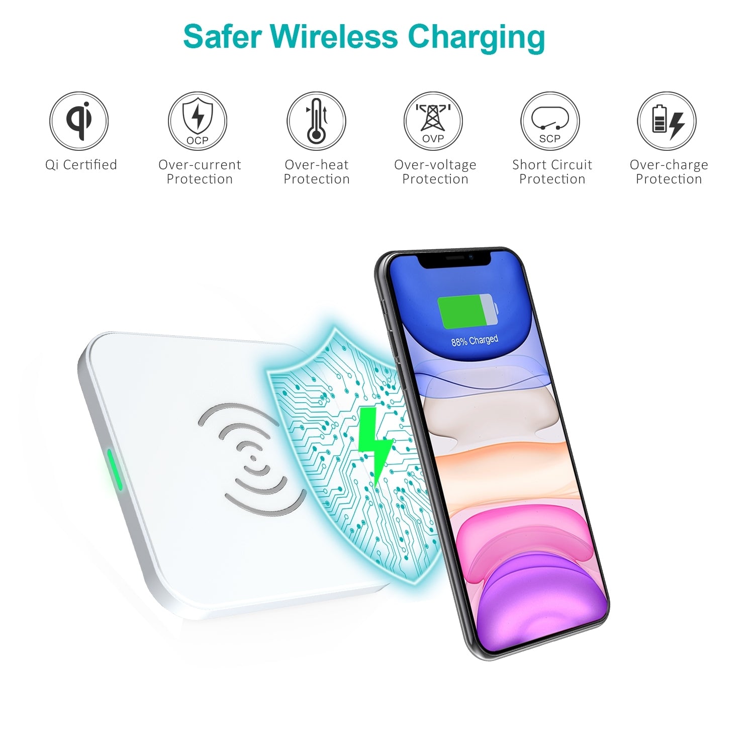 CHOETECH T511-S 10W/7.5W Fast Wireless Charger Pad (White) 5