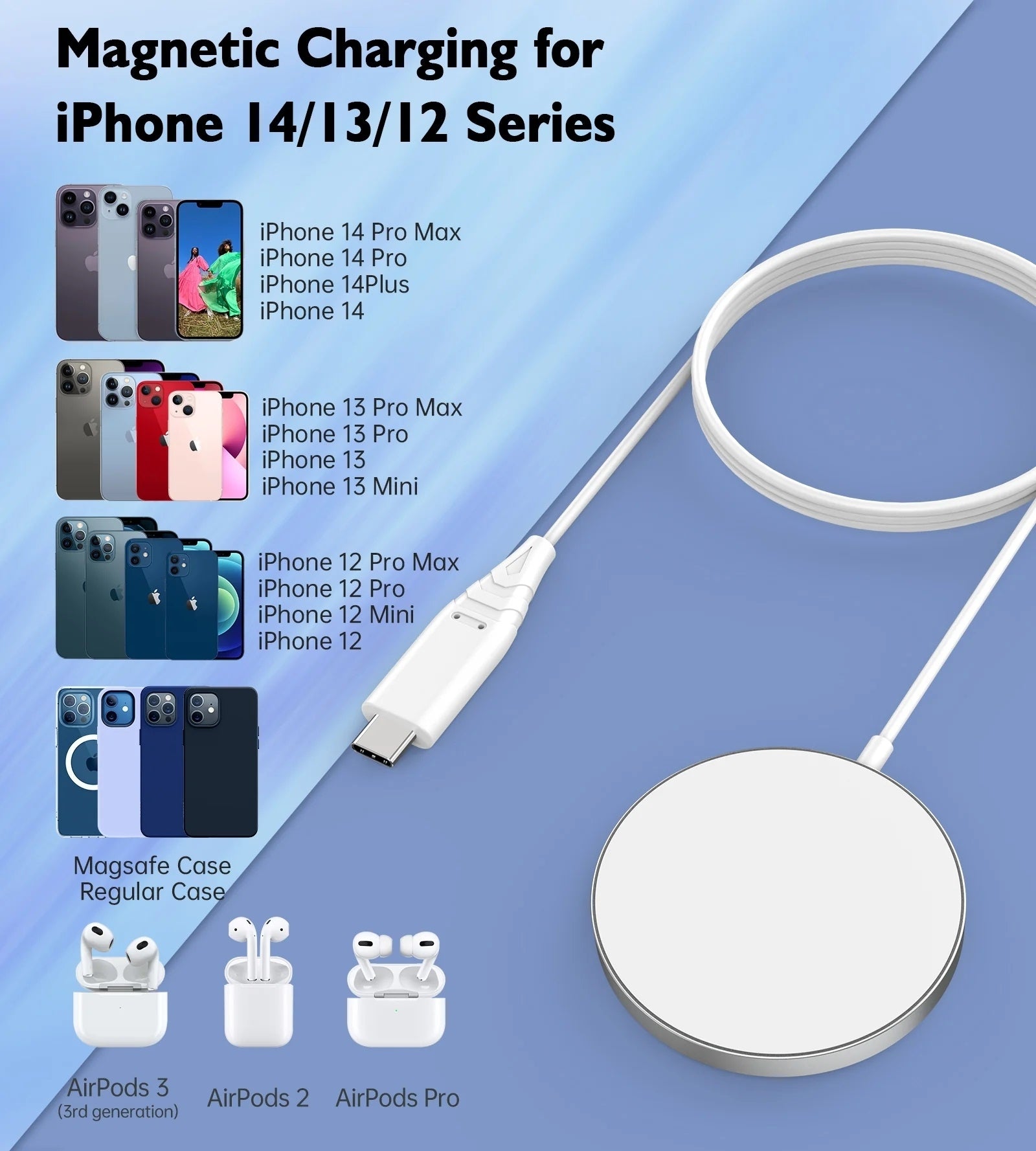 CHOETECH T518-F 15W Removable Wireless Magnetic Charger for iPhone12/13/14 4