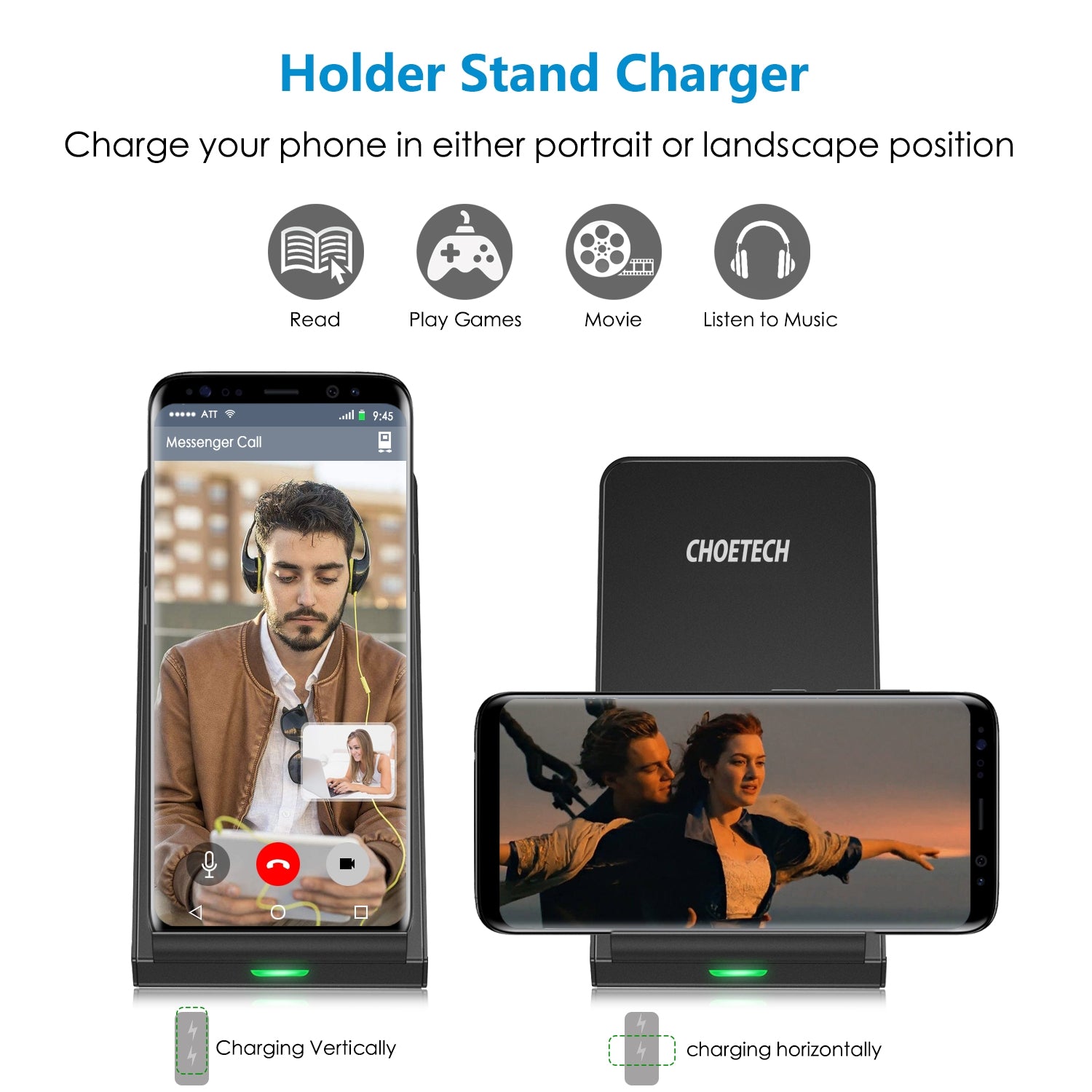 CHOETECH T524S 10W/7.5W Fast Wireless Charging Stand 3