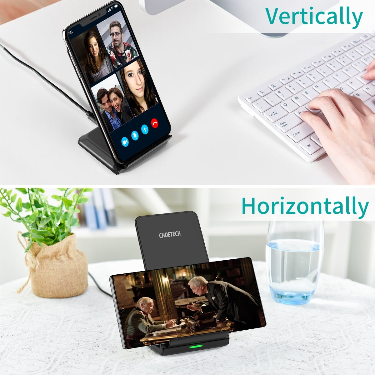 CHOETECH T524S 10W/7.5W Fast Wireless Charging Stand with AC Adapter 7