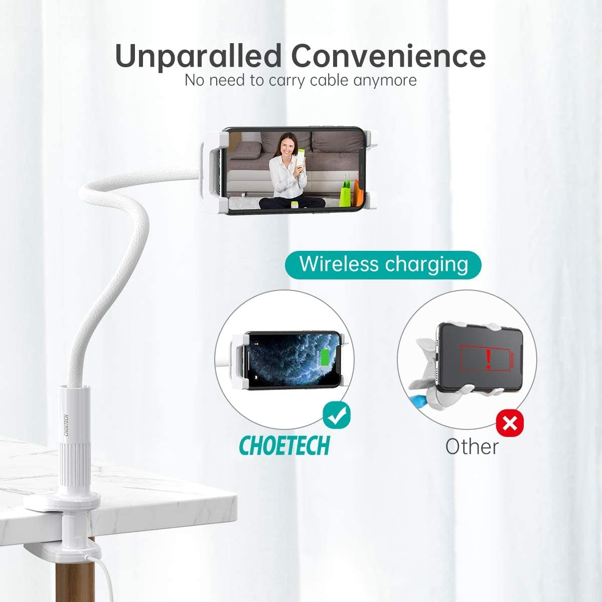 CHOETECH T548-S Wireless Charger with Flexible Holder 6