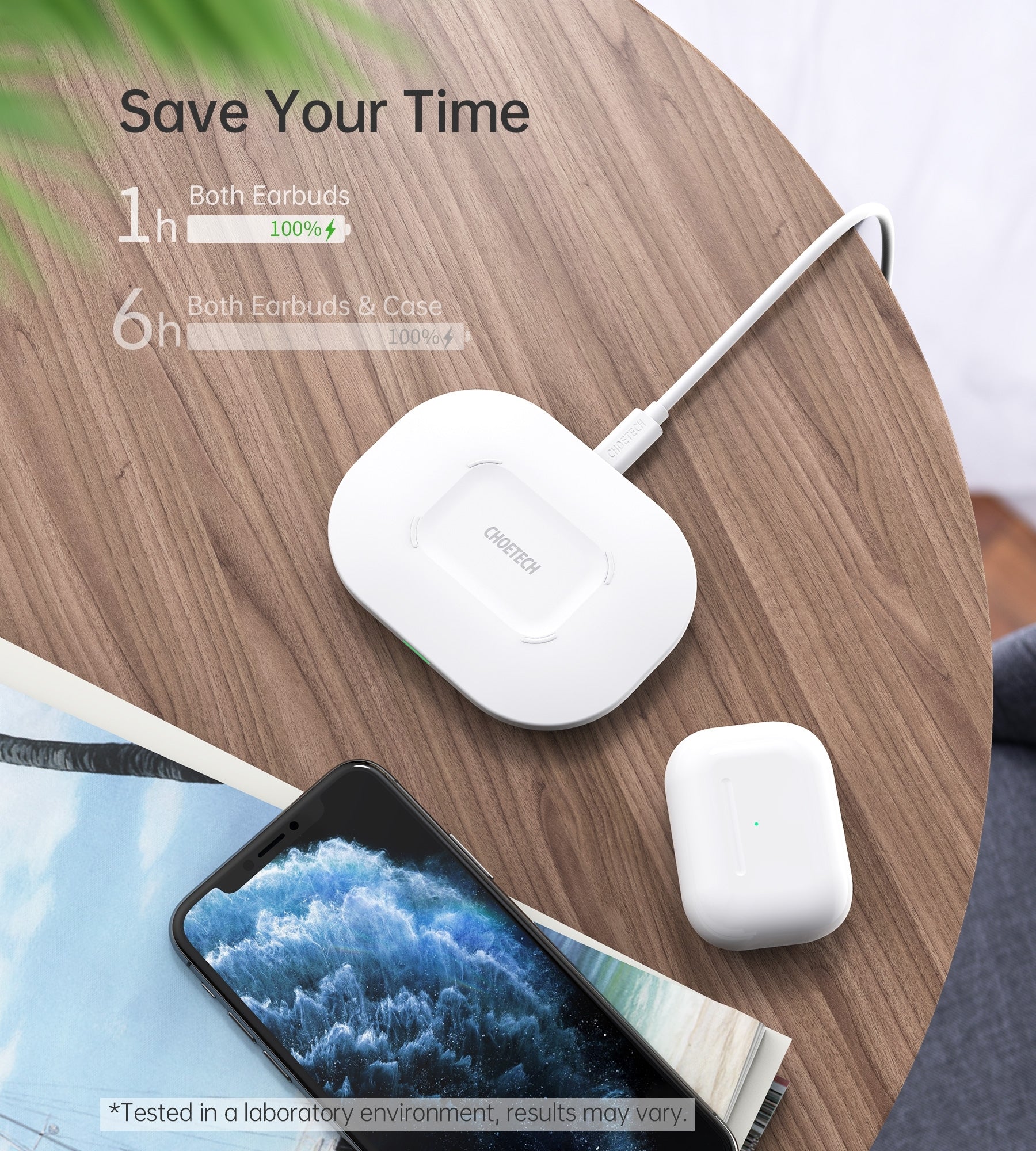 CHOETECH T550-F Airpods/Phone Wireless Fast Charging Pad 3
