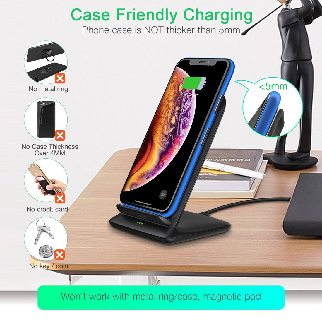 Choetech T555-S 10W Wireless Charger Stand 3
