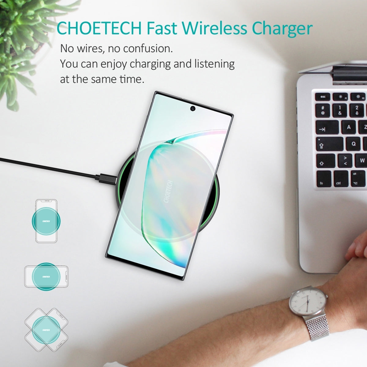 CHOETECH T559-F 15W Wireless Charging Pad with AC Adapter 7