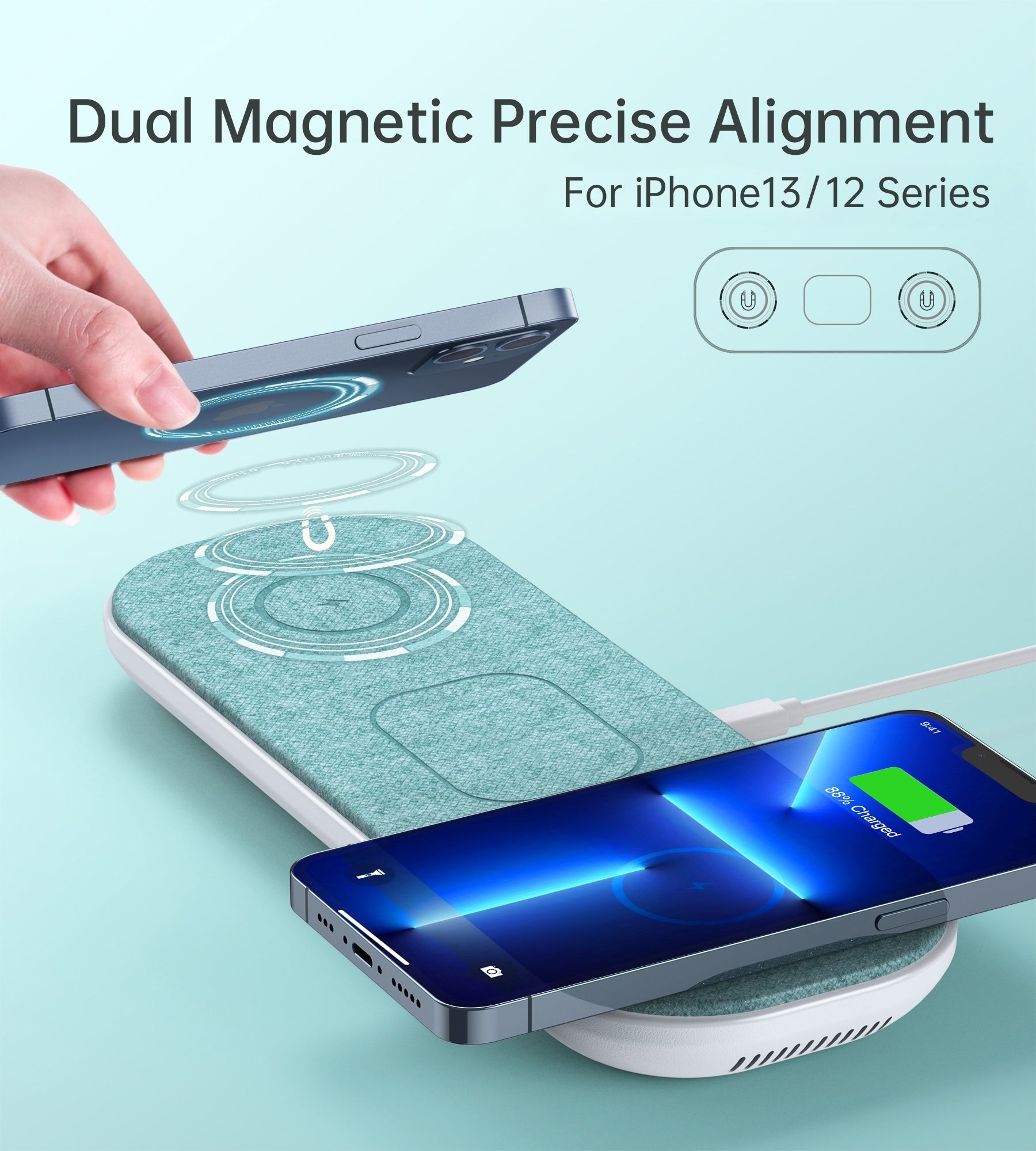 CHOETECH T569-S Magleap 3-in-1 Magnetic Wireless Charging pad with AC Adapter 3