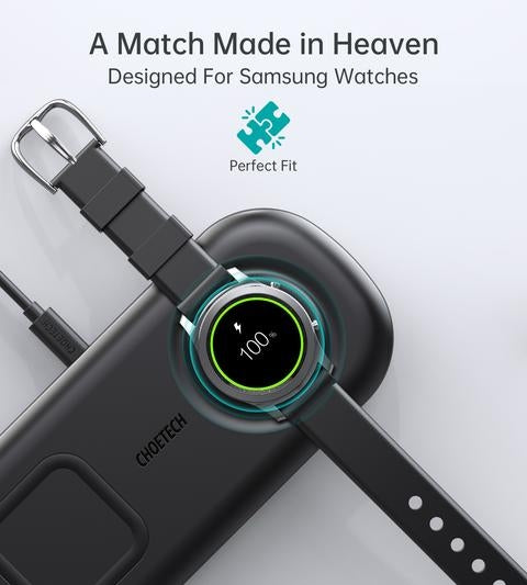 Choetech T570-S 2-in-1 Wireless Charger, 10W Max Wireless Charging Pad with Adapter for Galaxy Watch 3
