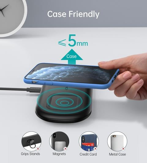 Choetech T570-S 2-in-1 Wireless Charger, 10W Max Wireless Charging Pad with Adapter for Galaxy Watch 5
