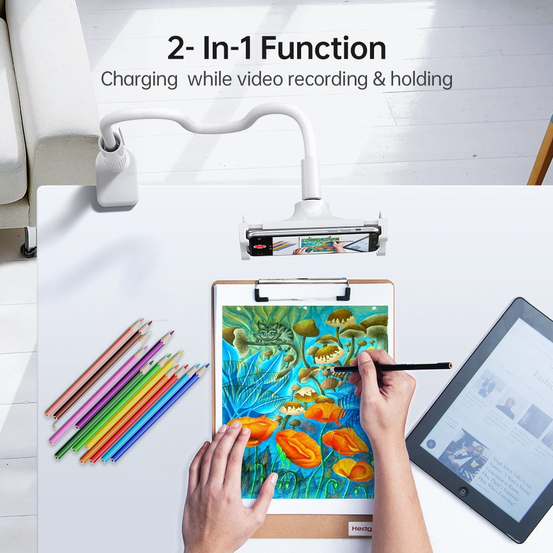 CHOETECH T584-F 2-in-1 15W Phone Mount with Fast Wireless Charger (for 4-7 inch) 3