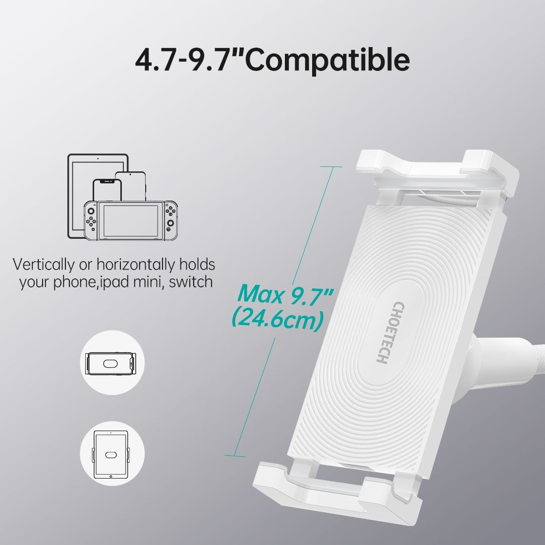 CHOETECH T584-F 2-in-1 15W Phone Mount with Fast Wireless Charger (for 4-7 inch) 7