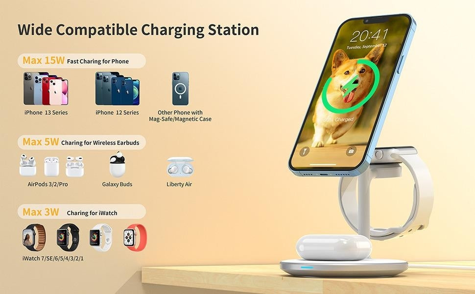 CHOETECH T585-F 3-in-1 Wireless Charging Station Dock 6