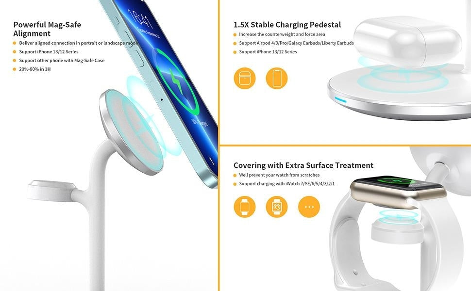 CHOETECH T585-F 3-in-1 Wireless Charging Station Dock 7