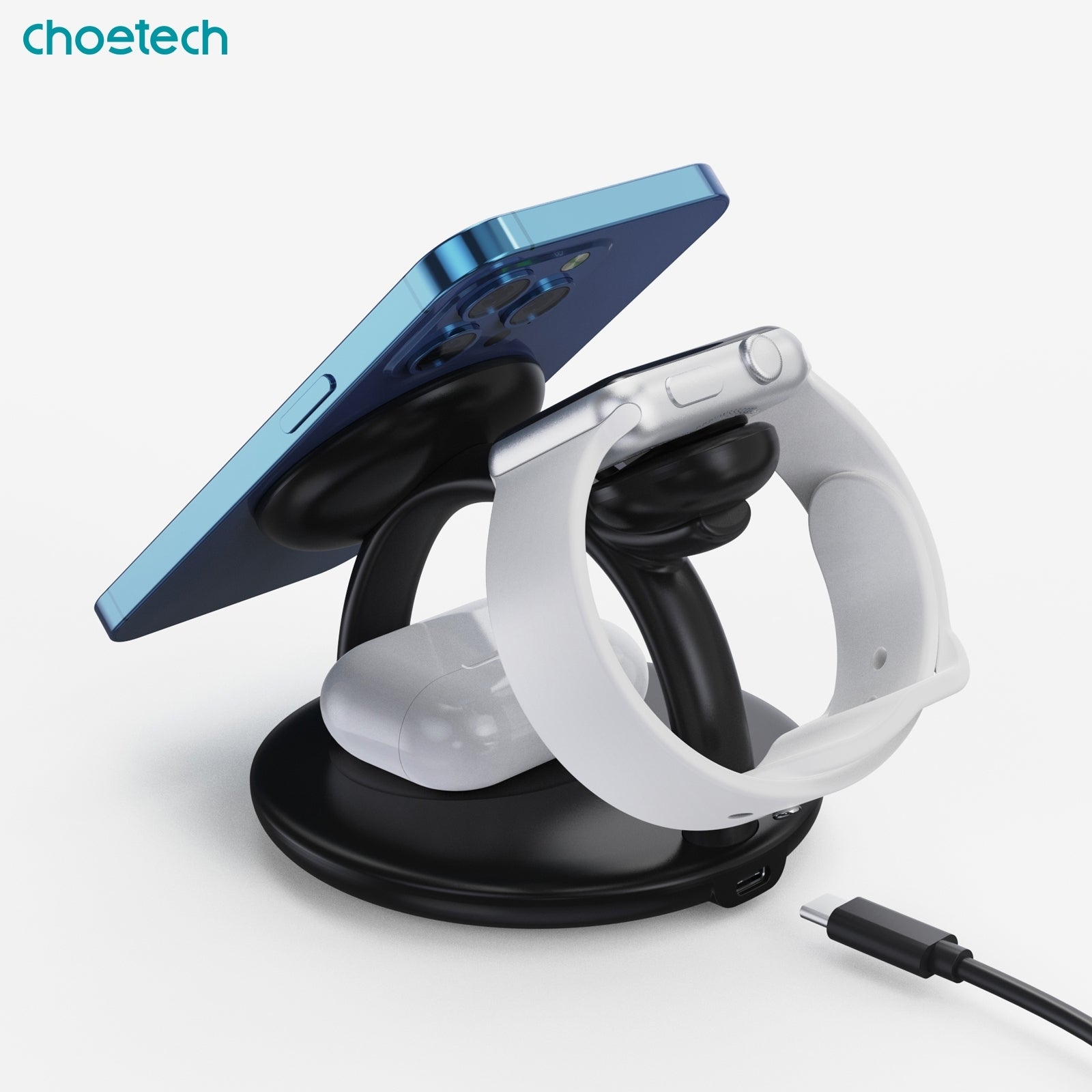 CHOETECH T587-F 3-in-1 Magnetic Wireless Charger Station for iPhone 12/13/14/AirPods Pro/iWatch 6