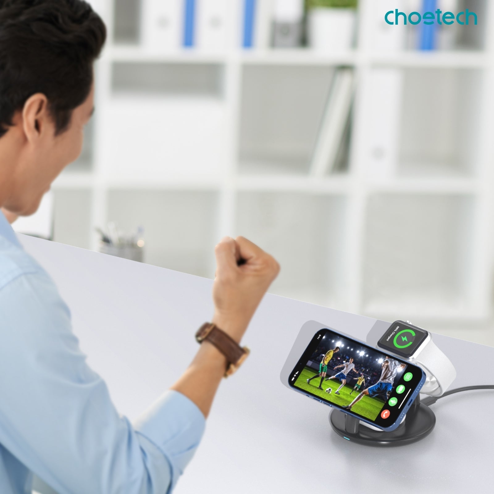 CHOETECH T587-F 3-in-1 Magnetic Wireless Charger Station for iPhone 12/13/14/AirPods Pro/iWatch 7