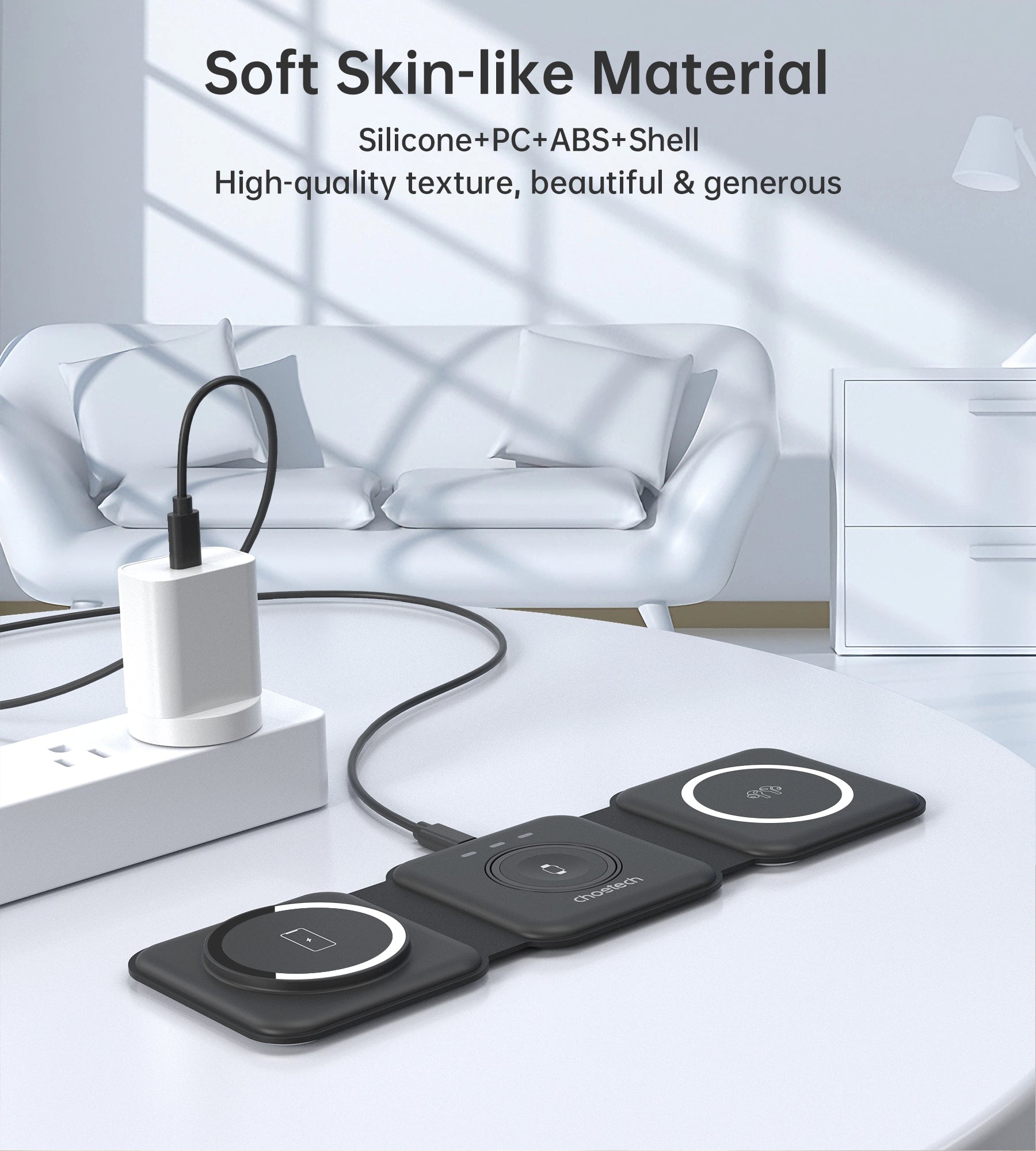 CHOETECH T588-F-BK 3-in-1 Foldable Fast Wireless Charger for Phone/Watch/Earphone 5