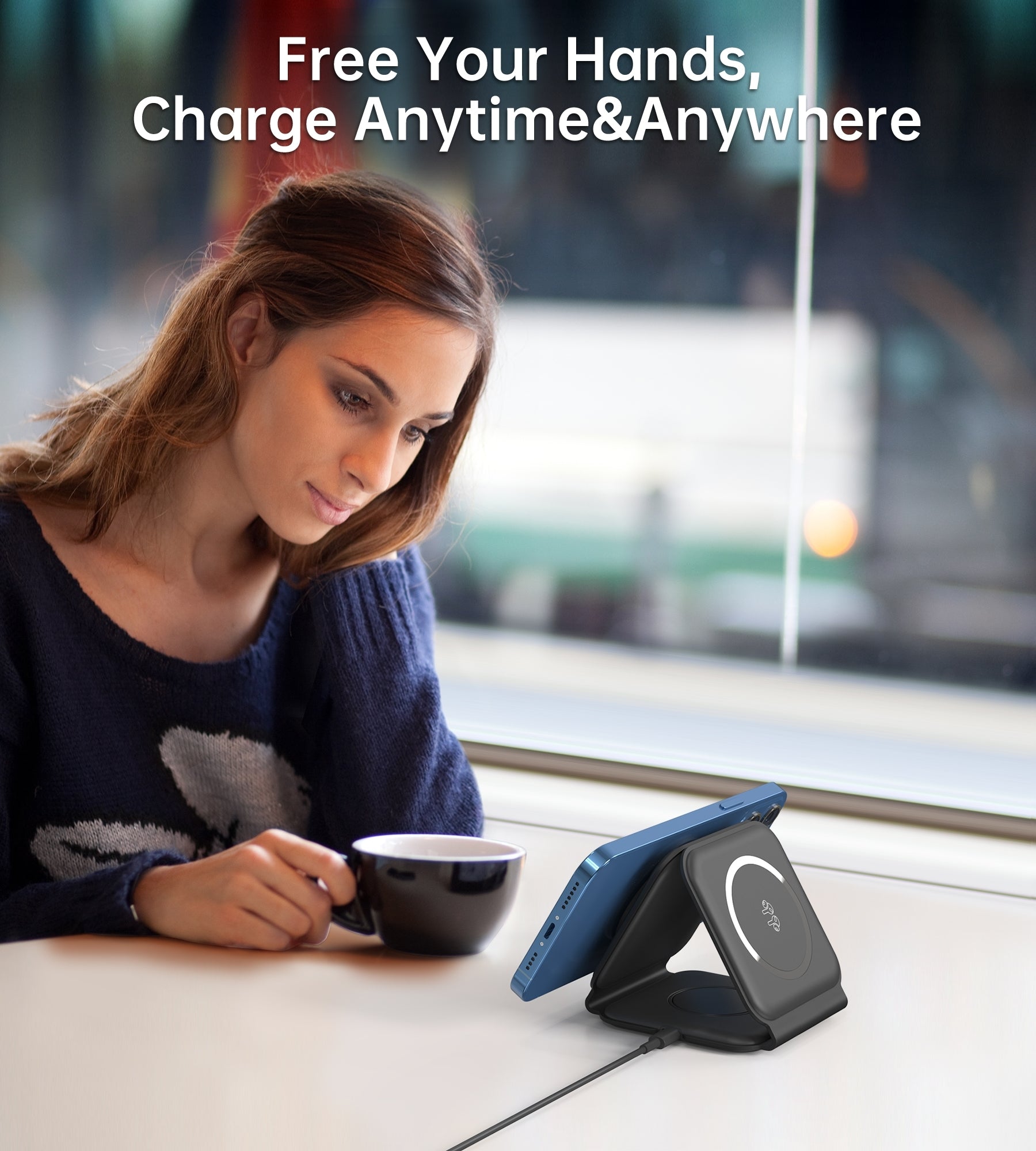 CHOETECH T588-F-BK 3-in-1 Foldable Fast Wireless Charger for Phone/Watch/Earphone 6
