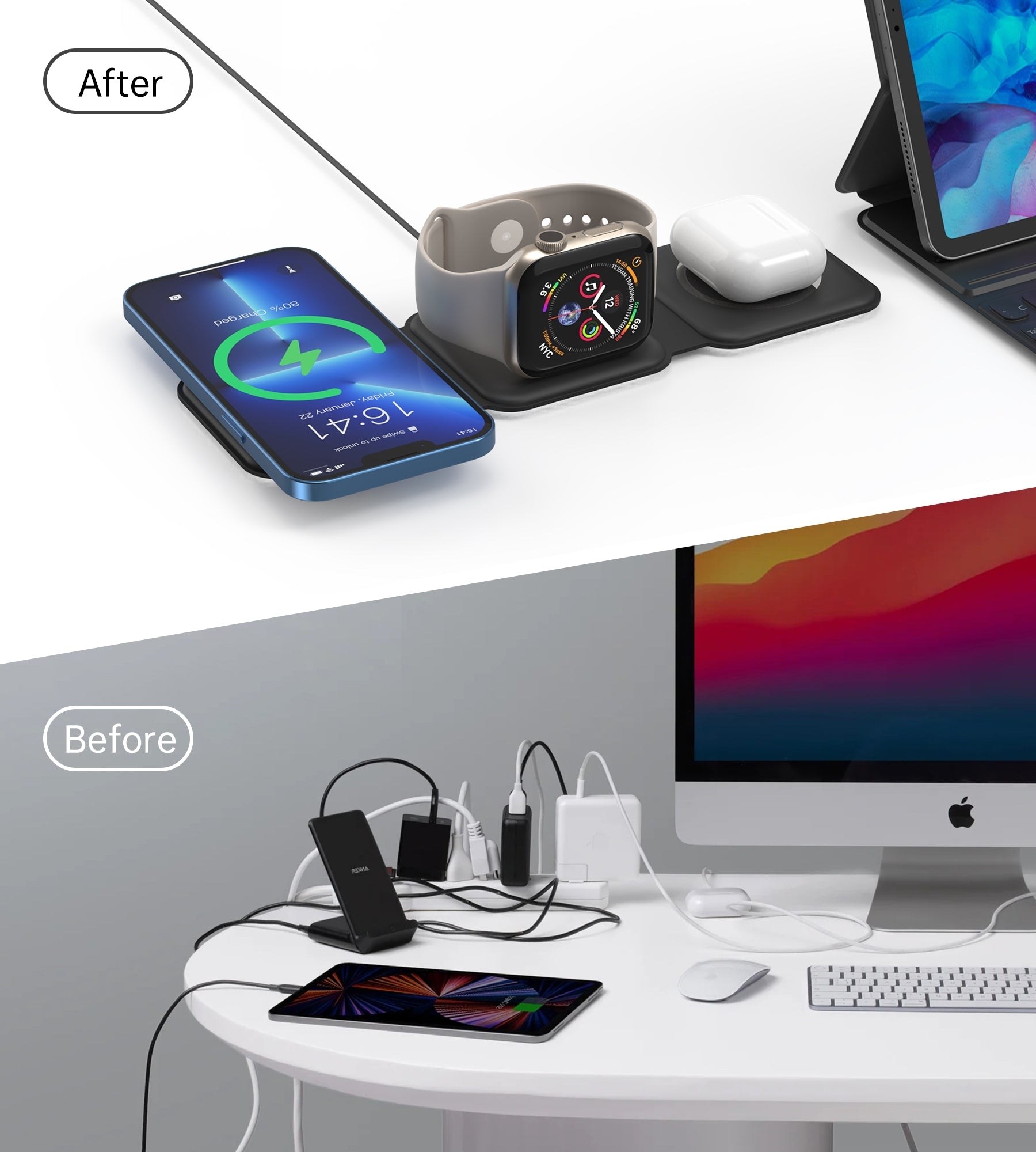 CHOETECH T588-F-BK 3-in-1 Foldable Fast Wireless Charger for Phone/Watch/Earphone 7