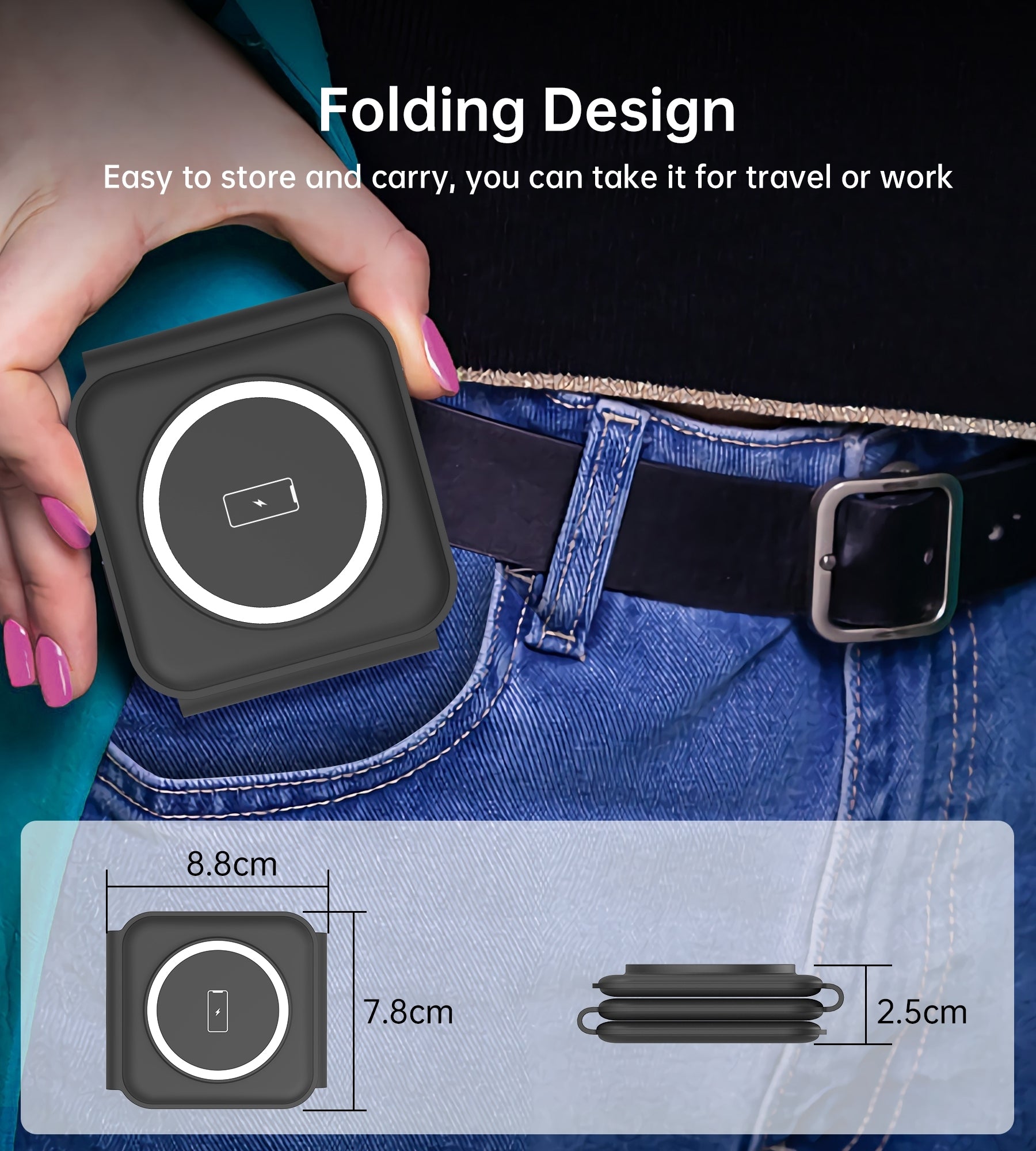 CHOETECH T588-F-BK 3-in-1 Foldable Fast Wireless Charger for Phone/Watch/Earphone 8
