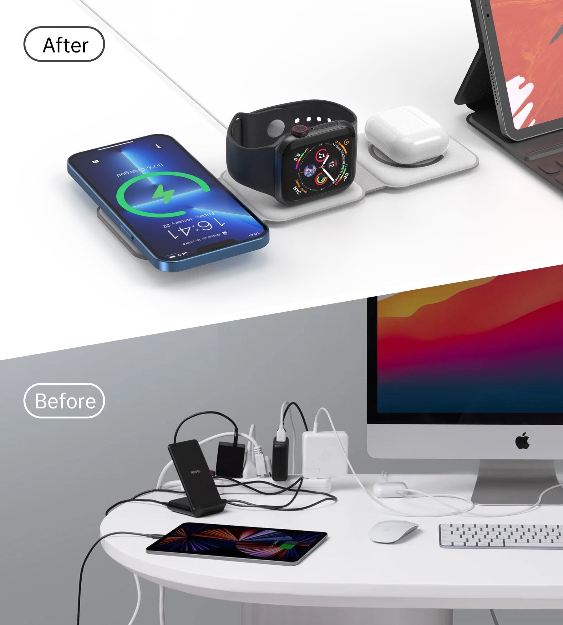 CHOETECH T588-F-WH 3-in-1 Foldable Fast Wireless Charger for Phone/Watch/Earphone 5