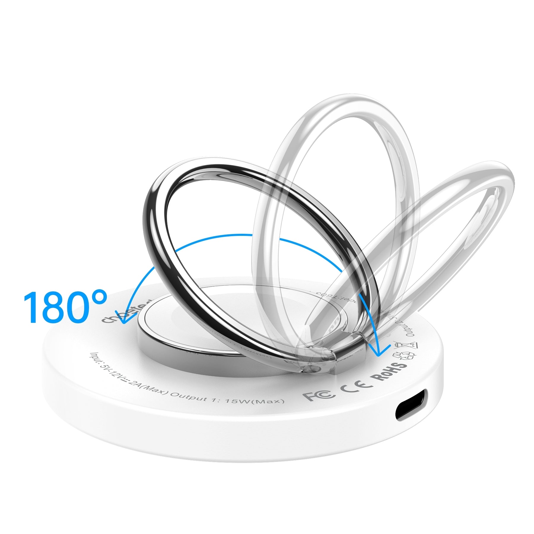 CHOETECH T603-F Ring Holder and Magnetic 15W Wireless Charger for Phone/airPod/iWatch 3