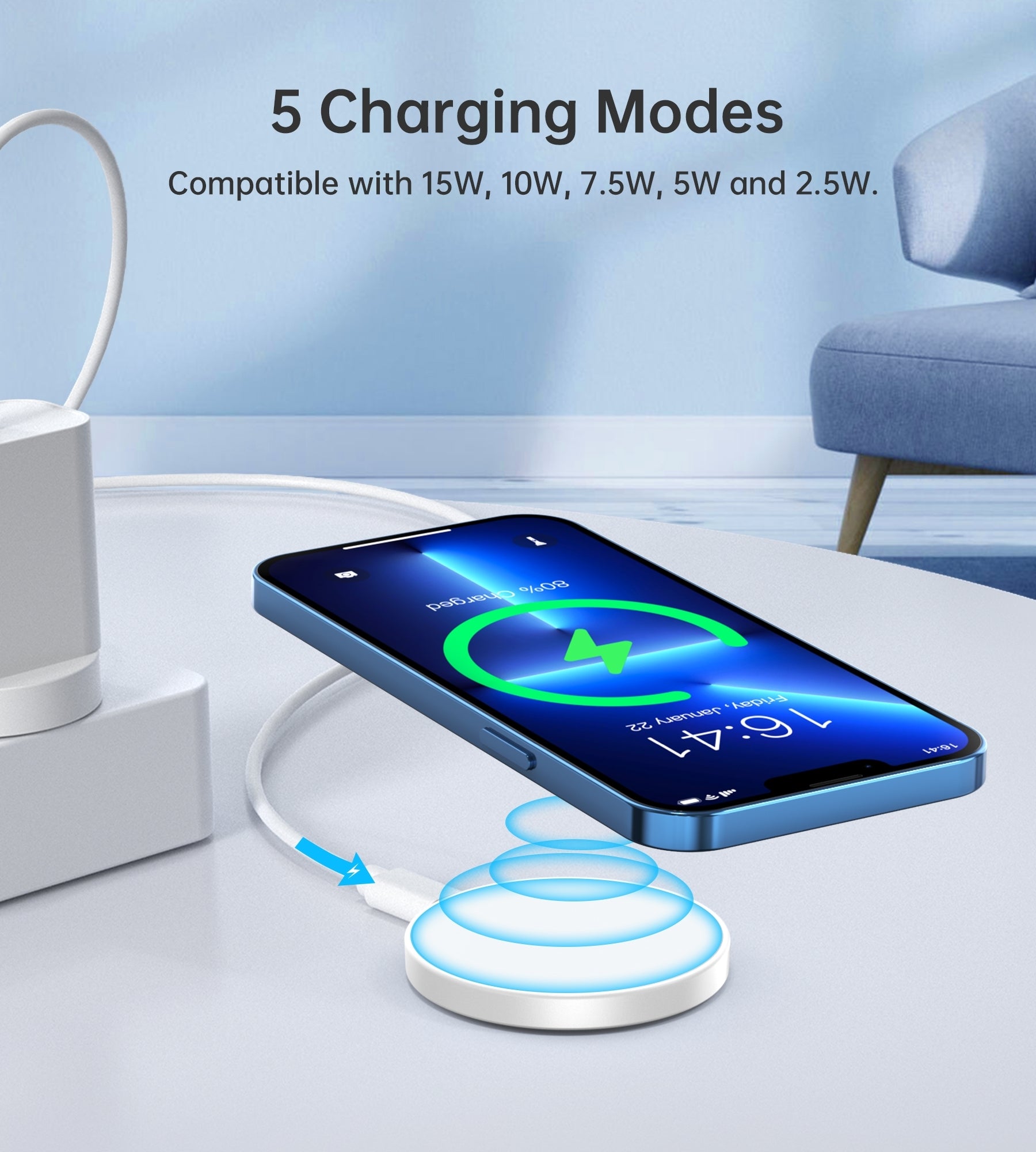 CHOETECH T603-F Ring Holder and Magnetic 15W Wireless Charger for Phone/airPod/iWatch 7