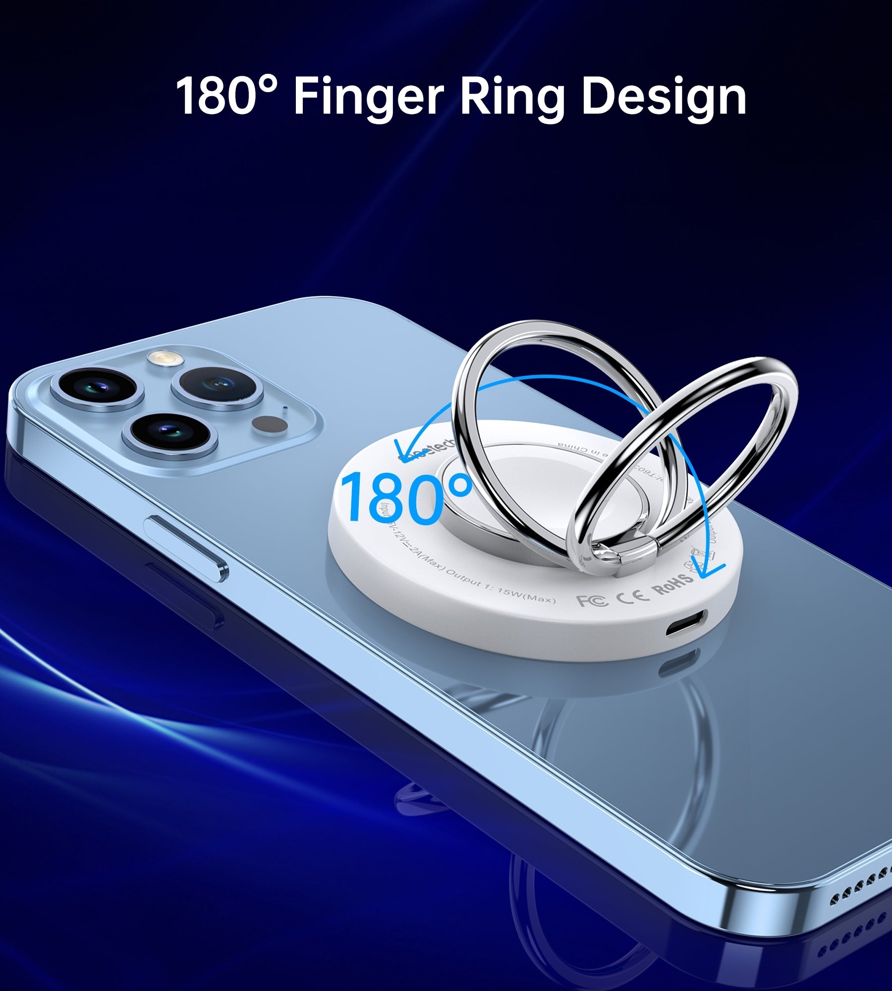 CHOETECH T603-F Ring Holder and Magnetic 15W Wireless Charger for Phone/airPod/iWatch 8