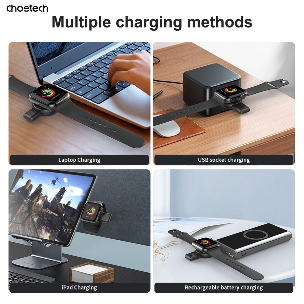 CHOETECH T606-F USB-A +USB-C Magnetic Charger for Samsung & Apple Watch 6