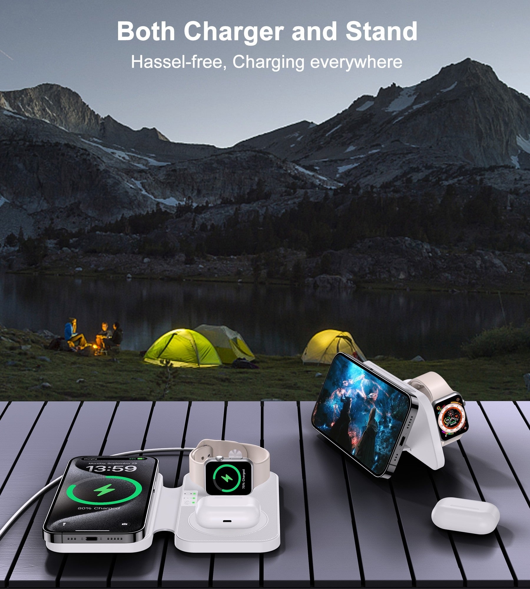 CHOETECH T616-F-WH 3in1 Magnetic Foldable Wireless Charger White 8