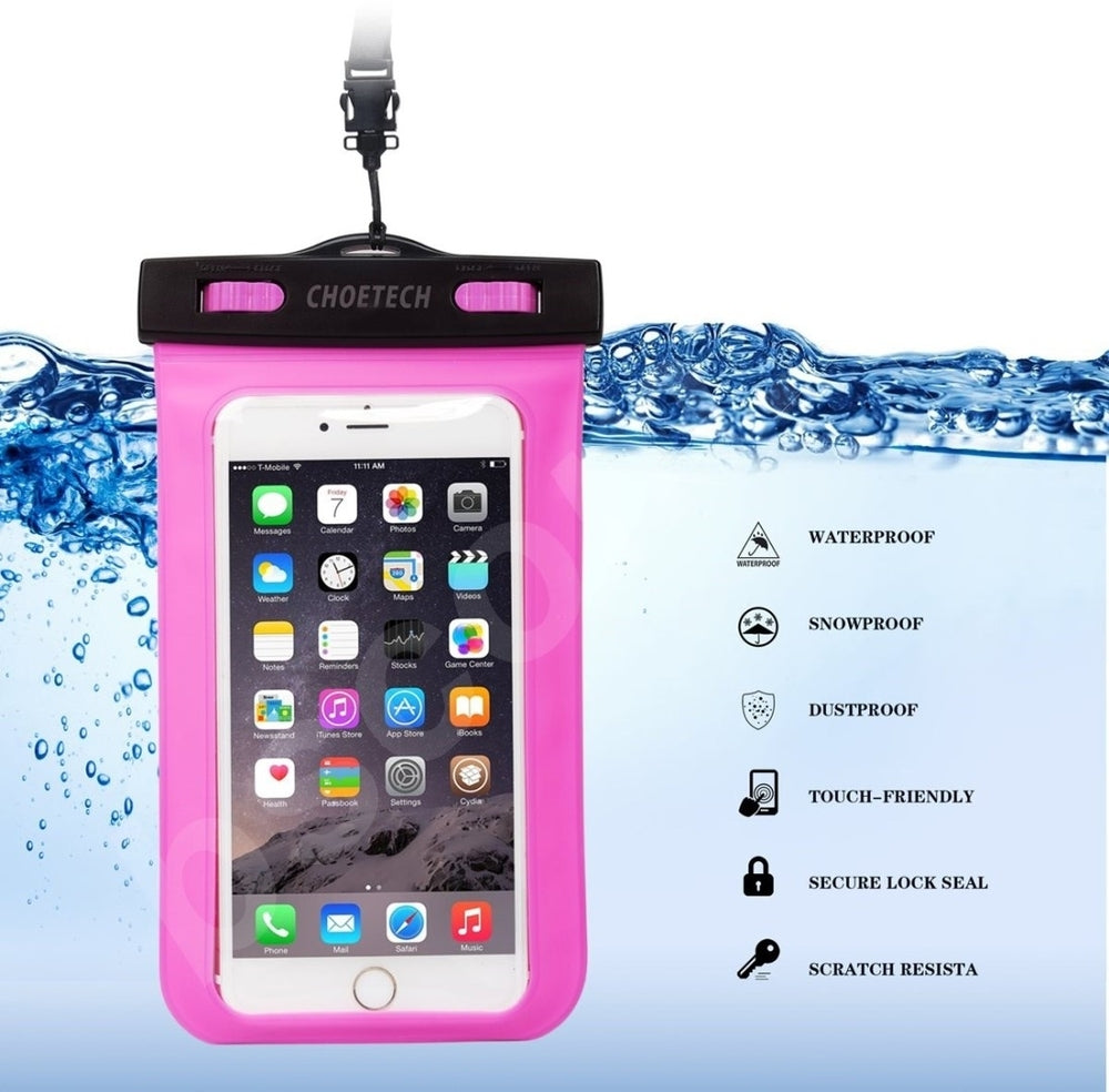 CHOETECH WPC007-PK Universal WaterProof Cell Phone Pouch bag up to 8-inch (Pink) 3