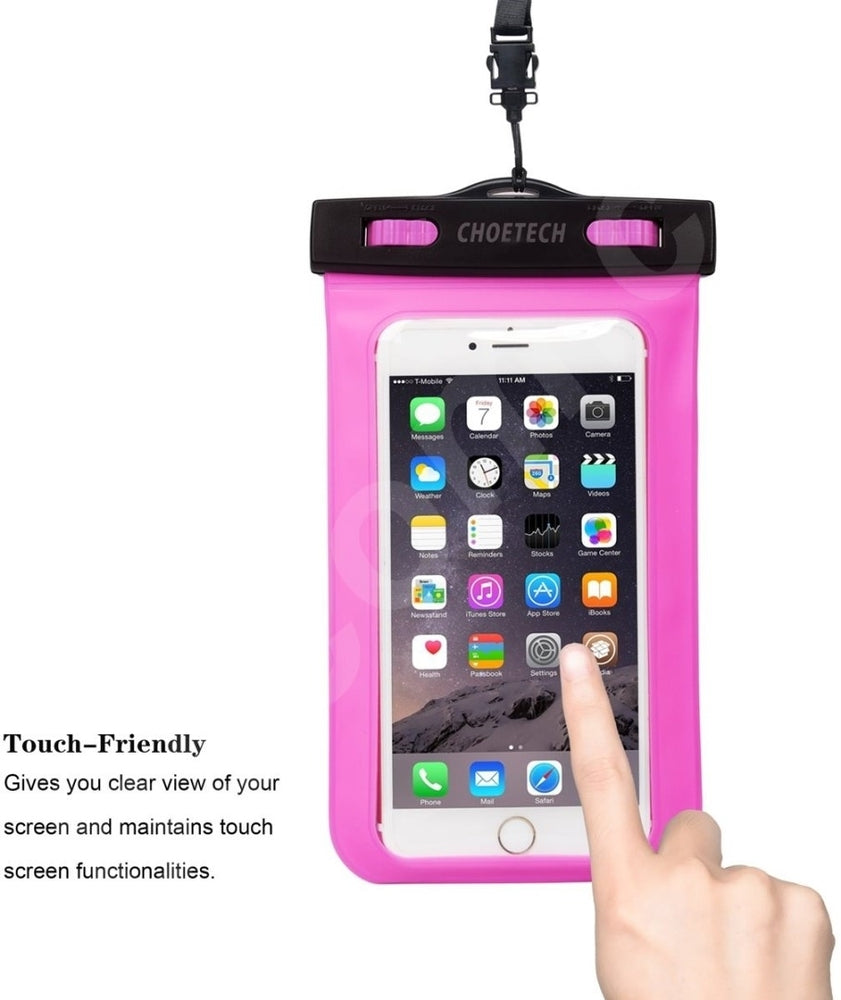 CHOETECH WPC007-PK Universal WaterProof Cell Phone Pouch bag up to 8-inch (Pink) 7