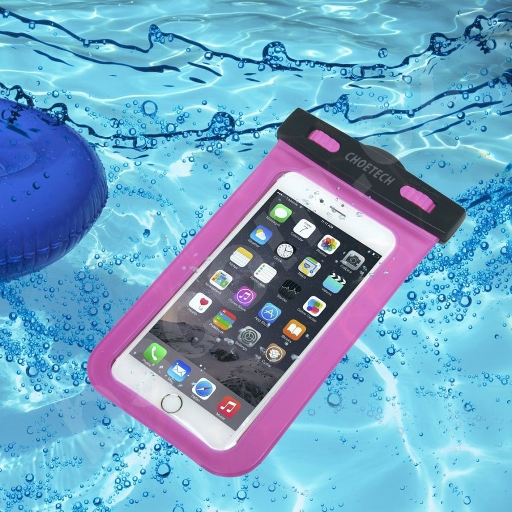 CHOETECH WPC007-PK Universal WaterProof Cell Phone Pouch bag up to 8-inch (Pink) 8