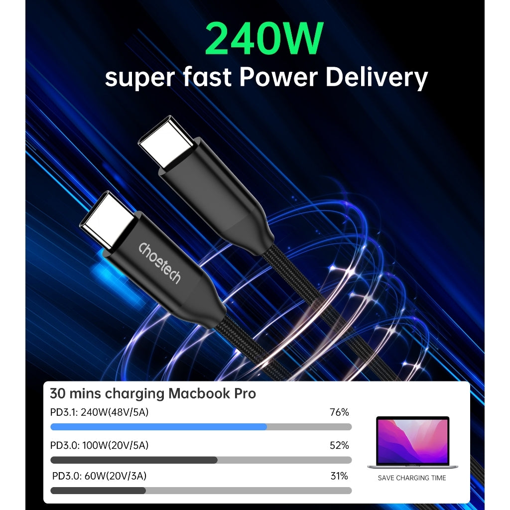 CHOETECH XCC-1036 USB-C M to M PD3.1 240W Super Fast Charging Cable 2M 4
