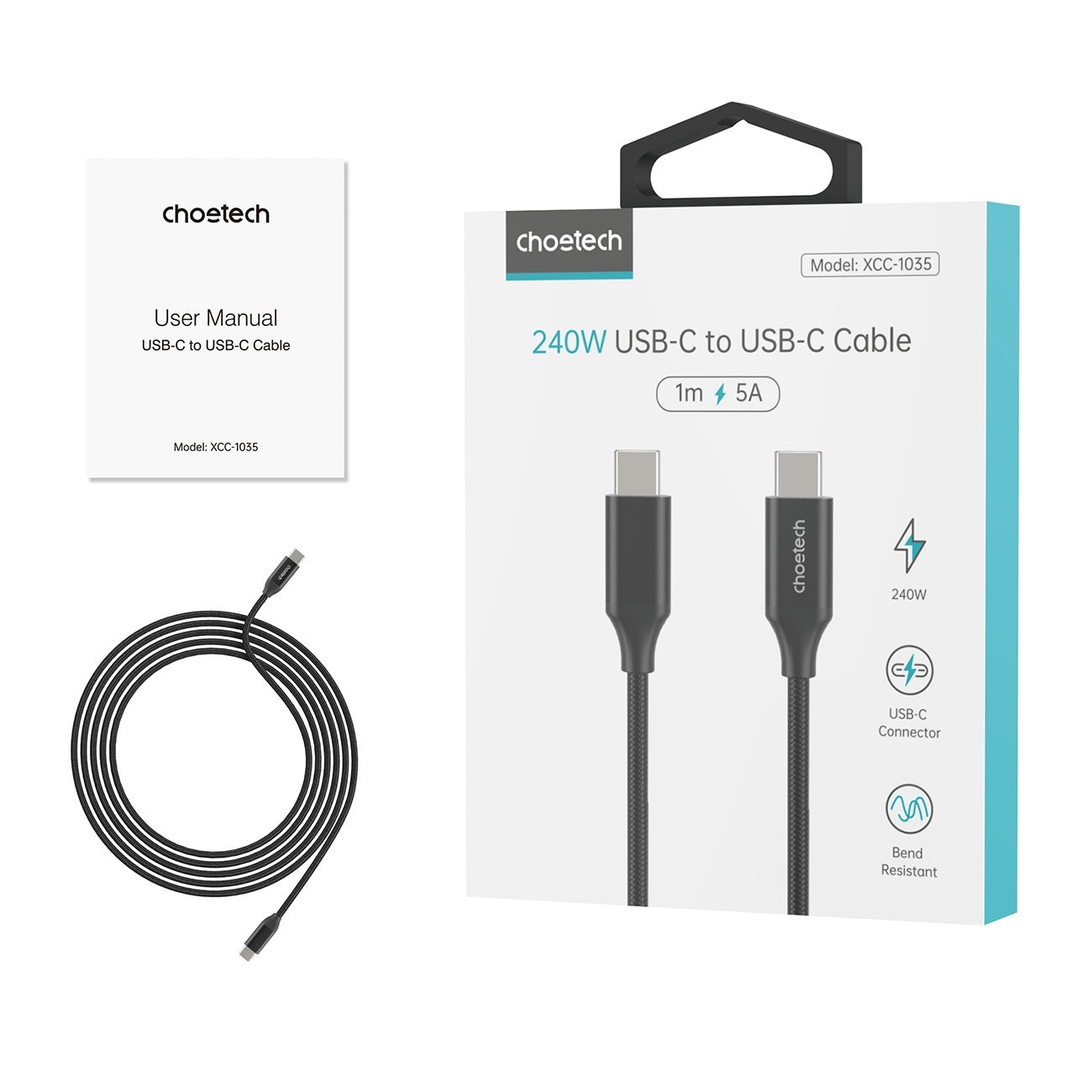 CHOETECH XCC-1036 USB-C M to M PD3.1 240W Super Fast Charging Cable 2M 6