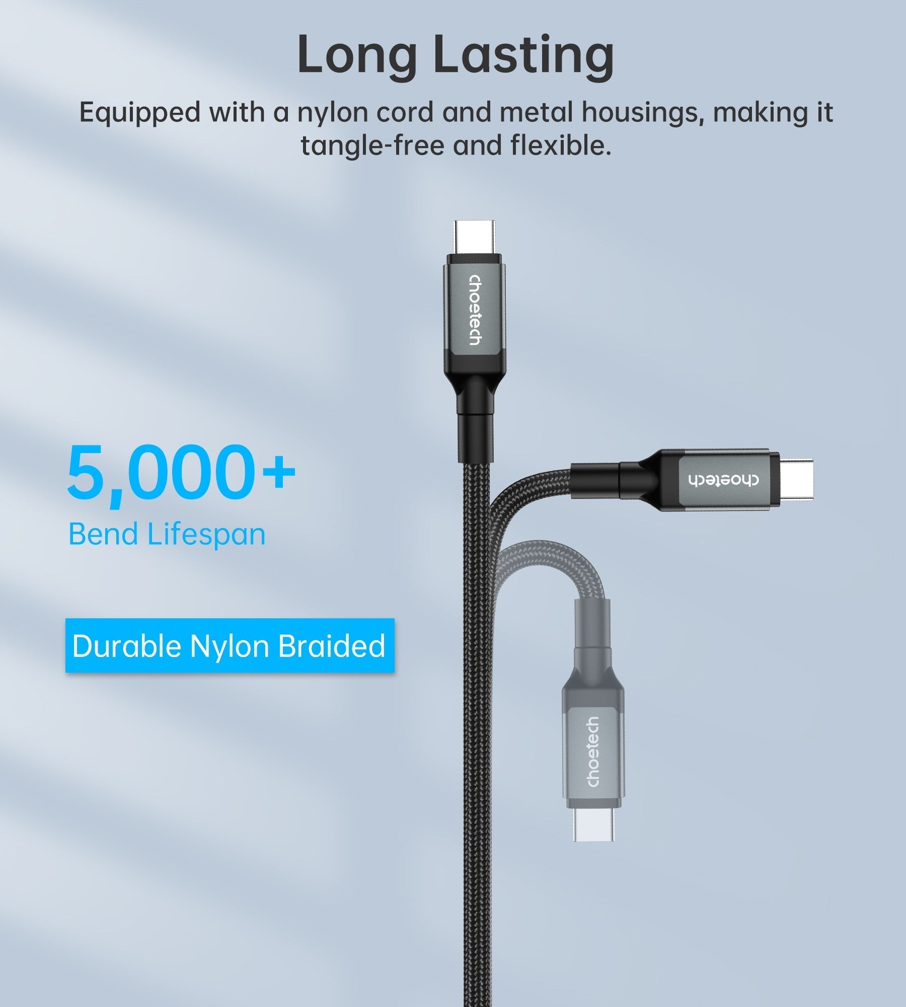 CHOETECH XCC-1040 USB-C M to M 240W Super Fast Speed Gen3 Cable 1.2M 6