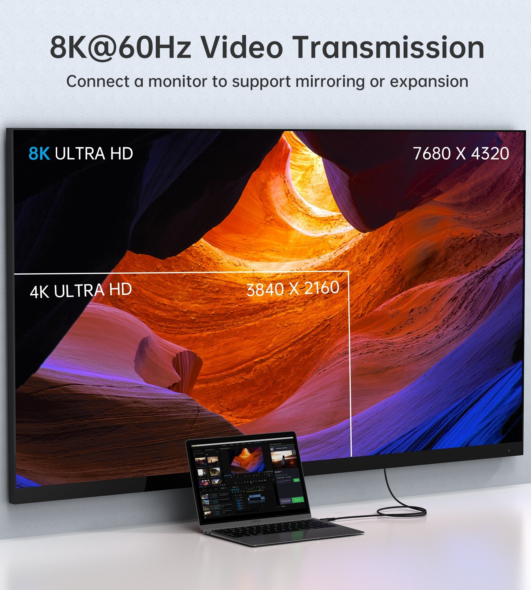 CHOETECH XCC-1042 Gen3.0 USB4.0 with 8K @ 60hz Video & Audio 240W USB-C to C Braided Cable 2M 10