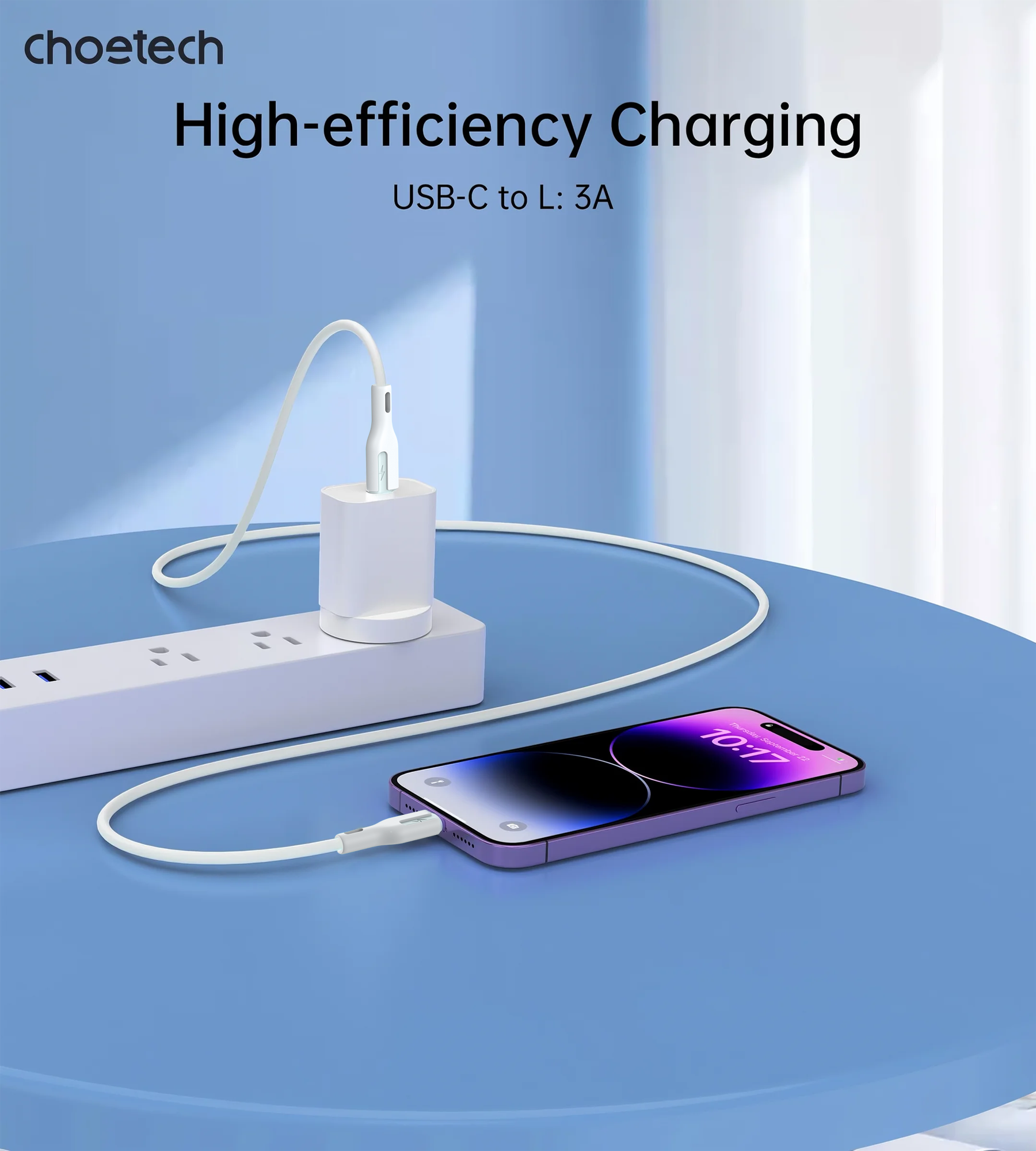 CHOETECH XCL-0002 Silicone USB-C to L Cable 1m White 3