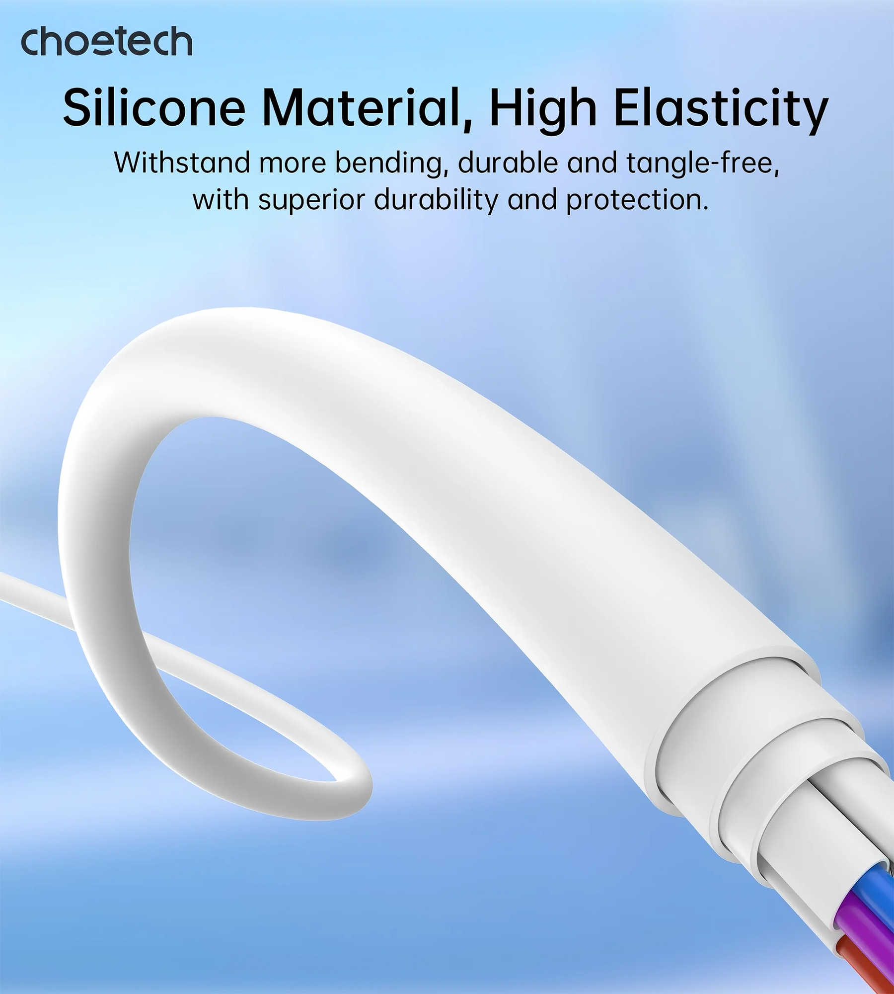 CHOETECH XCL-0002 Silicone USB-C to L Cable 1m White 6