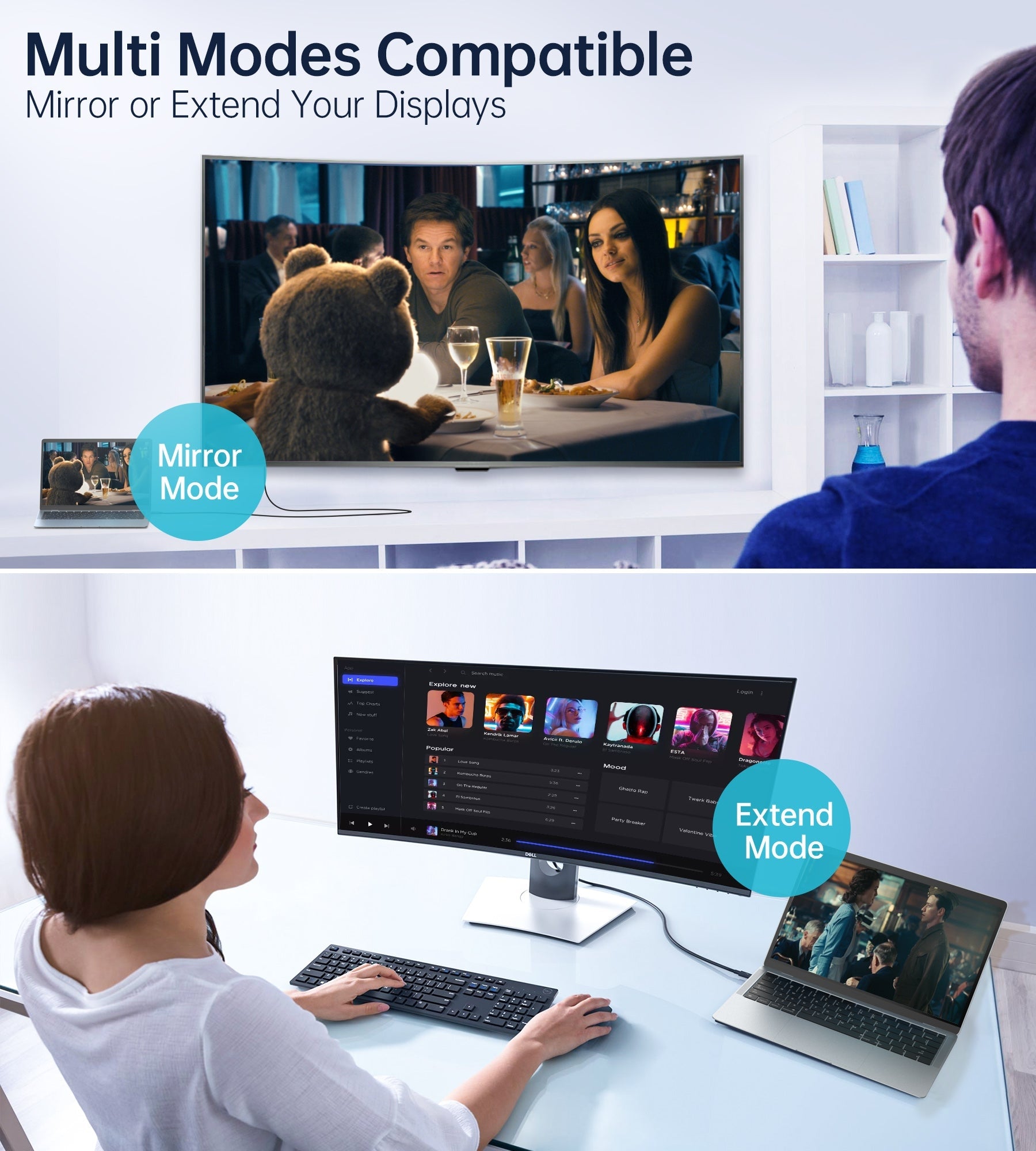 CHOETECH XCP-1803 USB-C To DisplayPort Cable 8K@30Hz 1.8M Two-Way 6